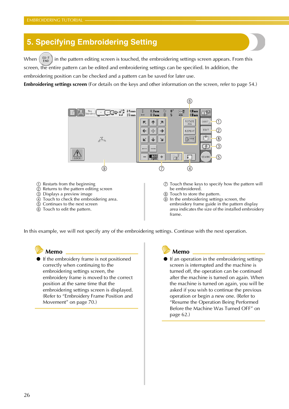 Specifying embroidering setting | Baby Lock EmbroideryPro_BMP8_InstructionRef (BMP8) Instruction and Reference Guide User Manual | Page 43 / 238