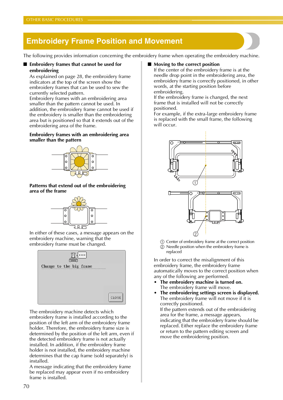 Embroidery frame position and movement | Baby Lock EmbroideryPro_BMP8_InstructionRef (BMP8) Instruction and Reference Guide User Manual | Page 87 / 238