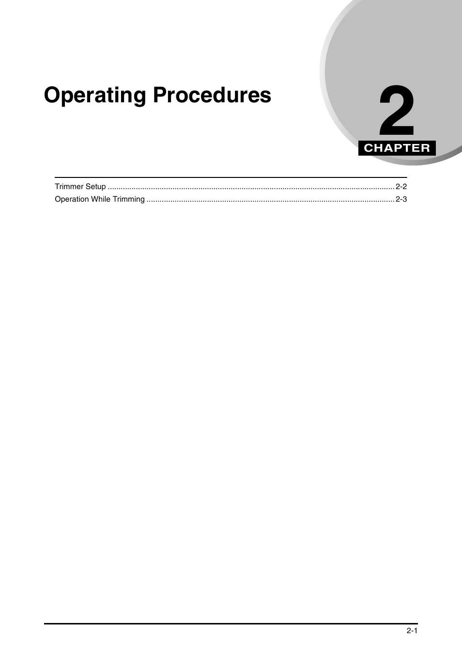 Operating procedures, Section 2 | Canon Trimmer User Manual | Page 14 / 26