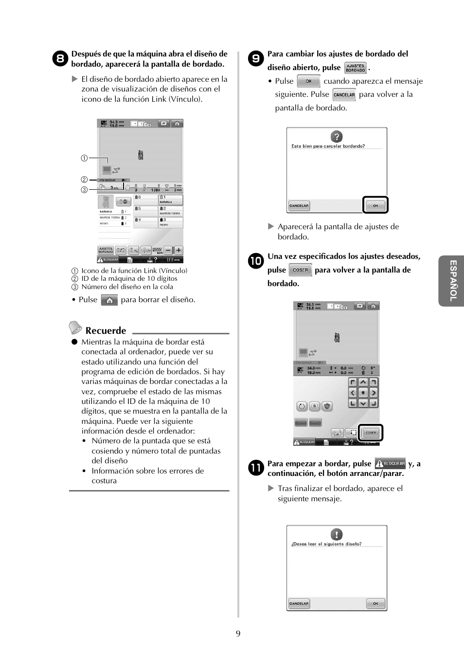Recuerde | Baby Lock Endurance (Previous Model) (BND9) Instruction Book Addendum User Manual | Page 35 / 40