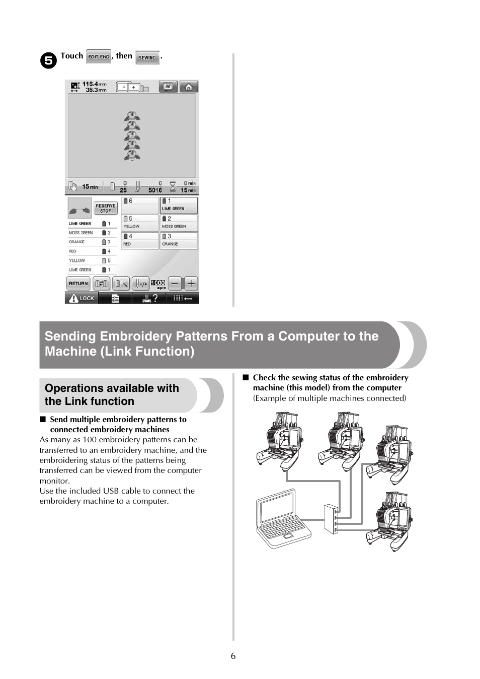 Operations available with the link function | Baby Lock Endurance (Previous Model) (BND9) Instruction Book Addendum User Manual | Page 8 / 40