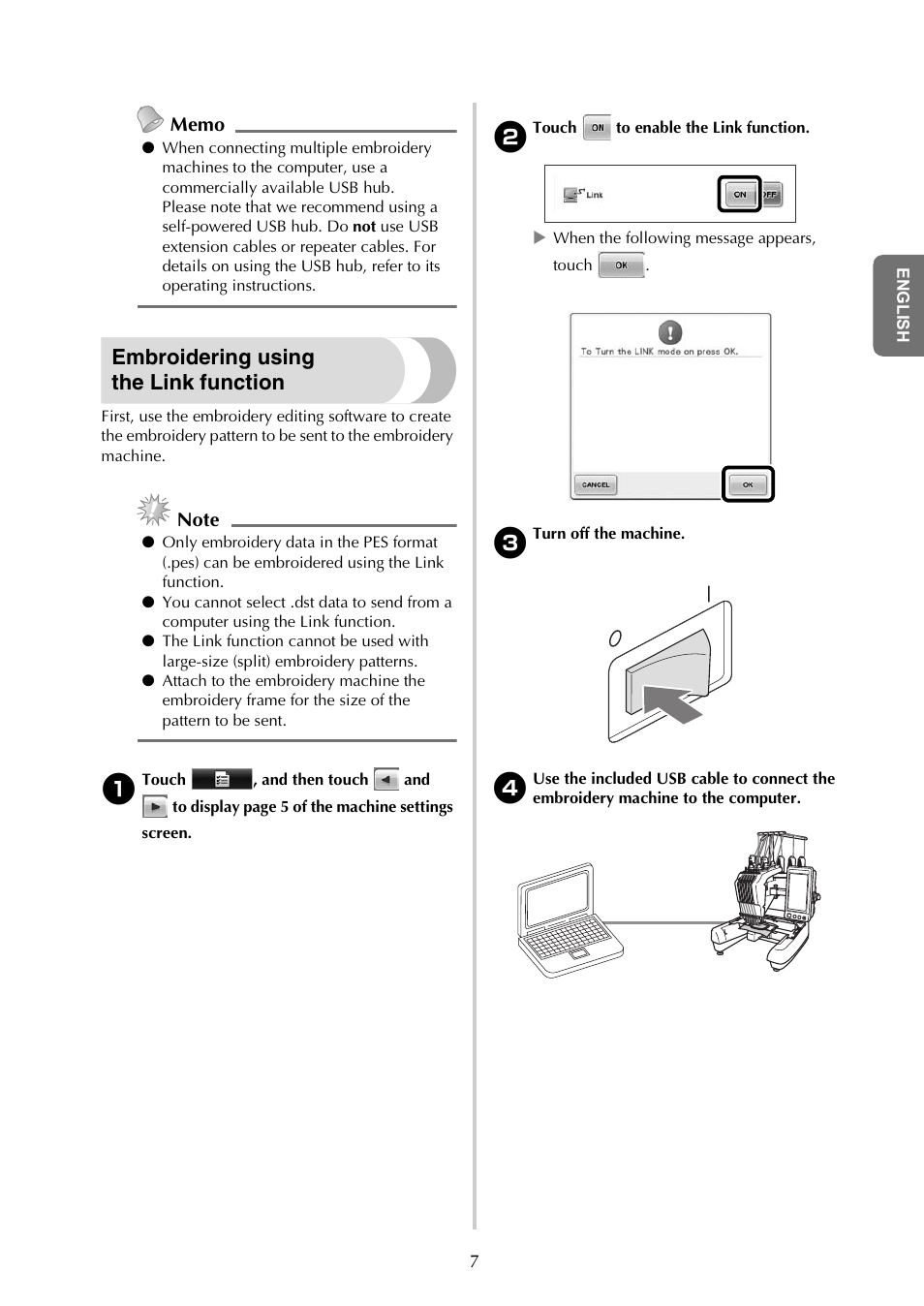 Embroidering using the link function | Baby Lock Endurance (Previous Model) (BND9) Instruction Book Addendum User Manual | Page 9 / 40