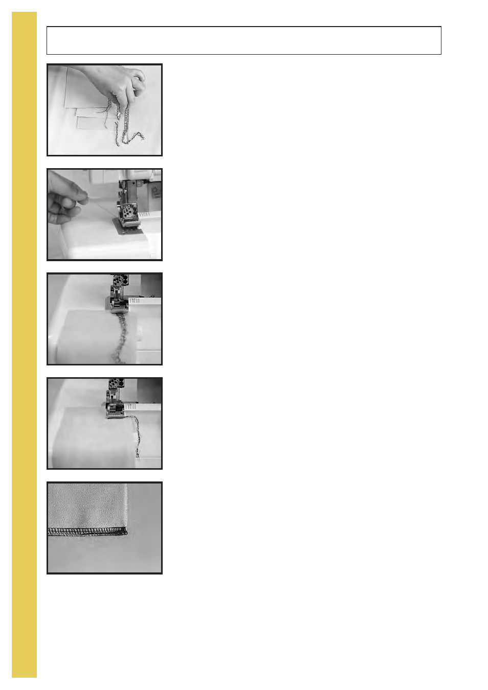 Securing ends - overlock | Baby Lock Evolve (Previous Model) (BLE8W) Instruction and Reference Guide User Manual | Page 74 / 92