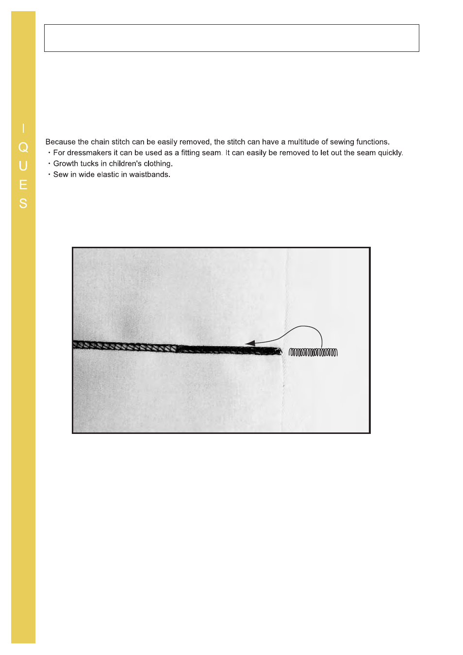 Securing chain and cover stitching | Baby Lock Evolve (Previous Model) (BLE8W) Instruction and Reference Guide User Manual | Page 76 / 92