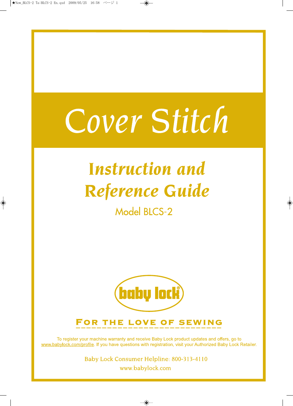 Baby Lock Cover Stitch (BLCS-2) Instruction and Reference Guide User Manual | 44 pages