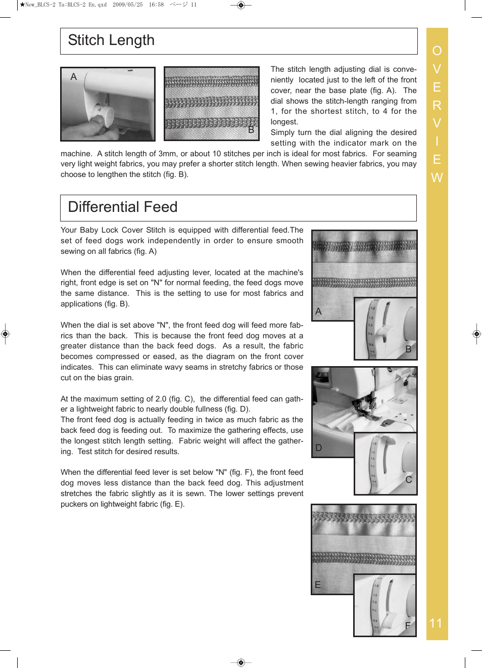 Stitch length, Differential feed | Baby Lock Cover Stitch (BLCS-2) Instruction and Reference Guide User Manual | Page 13 / 44