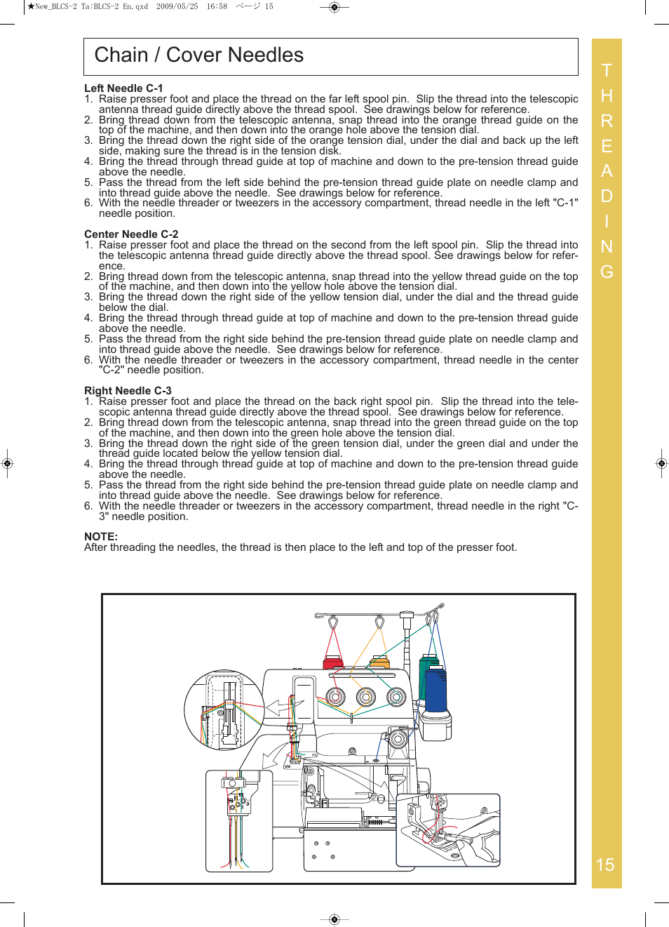 Chain / cover needles | Baby Lock Cover Stitch (BLCS-2) Instruction and Reference Guide User Manual | Page 17 / 44