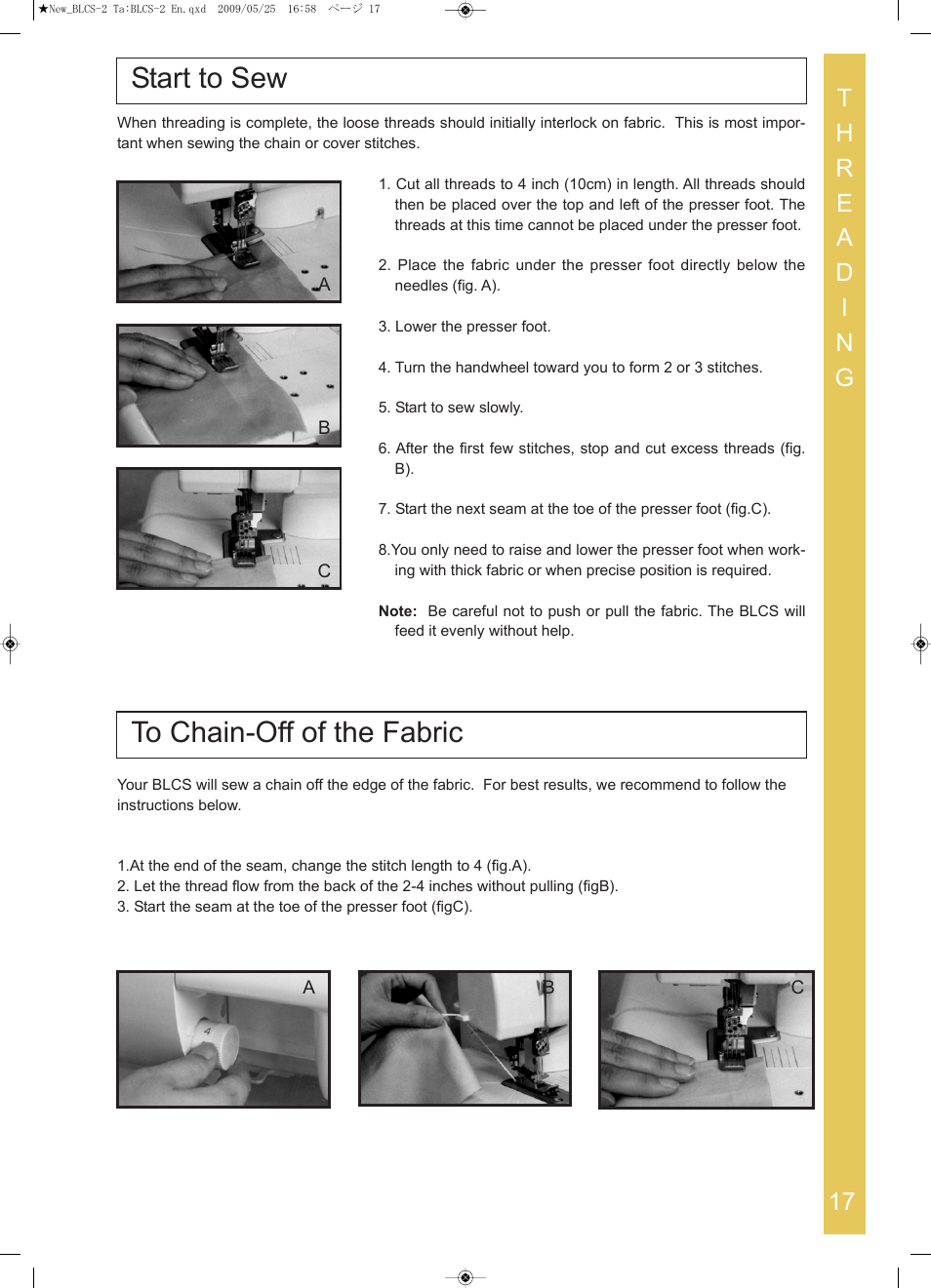 Start to sew | Baby Lock Cover Stitch (BLCS-2) Instruction and Reference Guide User Manual | Page 19 / 44