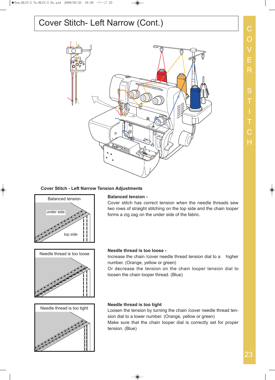 Cover stitch­ left narrow (cont.) | Baby Lock Cover Stitch (BLCS-2) Instruction and Reference Guide User Manual | Page 25 / 44