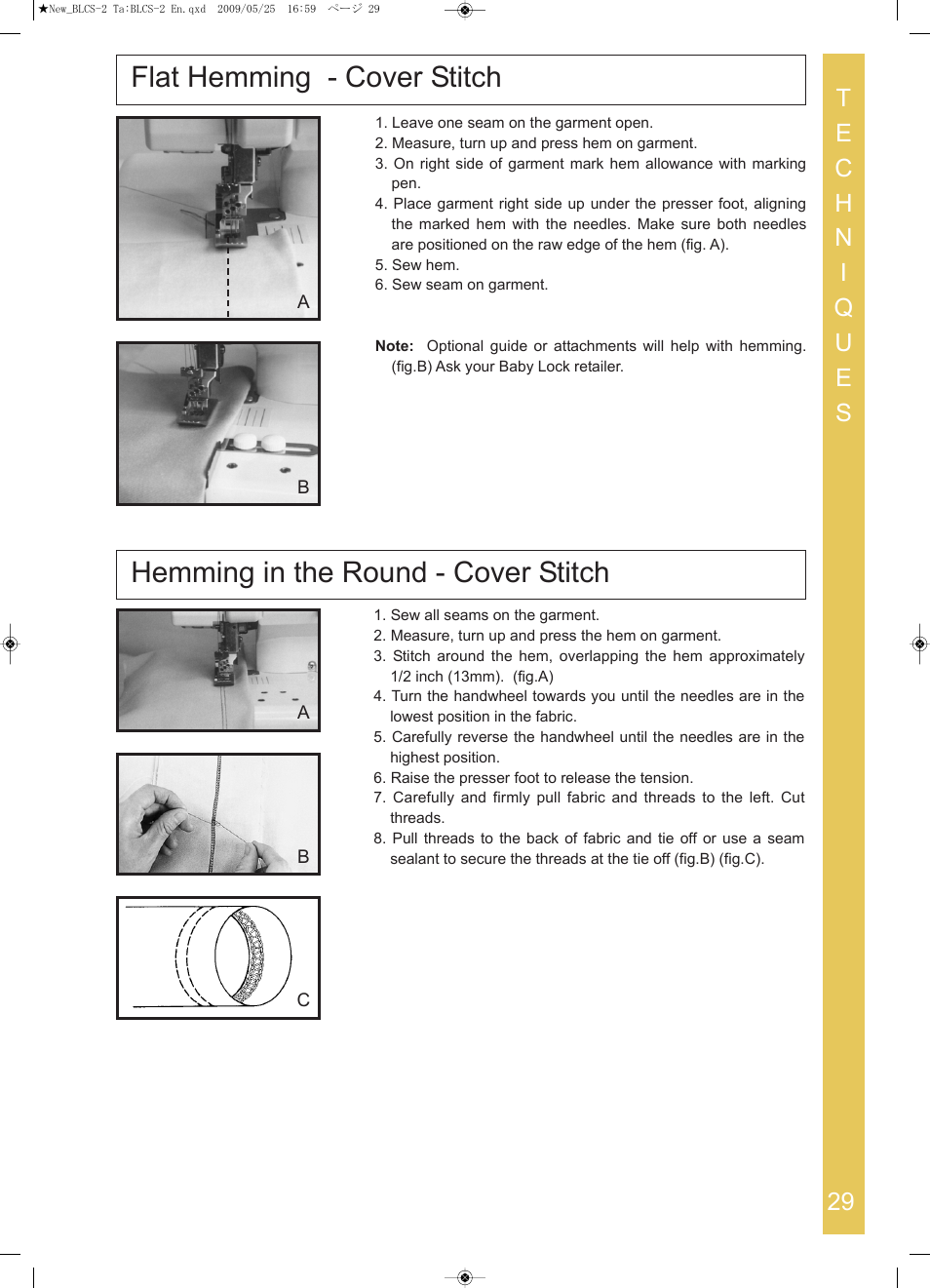 Baby Lock Cover Stitch (BLCS-2) Instruction and Reference Guide User Manual | Page 31 / 44