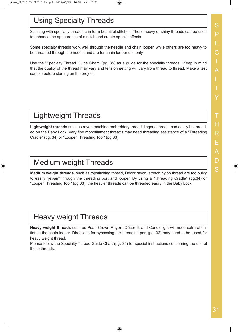 Baby Lock Cover Stitch (BLCS-2) Instruction and Reference Guide User Manual | Page 33 / 44