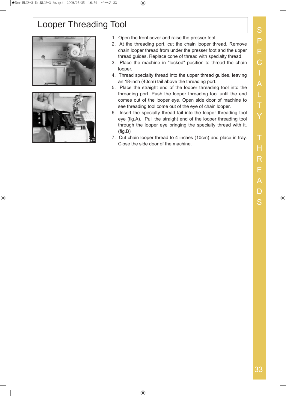 Looper threading tool | Baby Lock Cover Stitch (BLCS-2) Instruction and Reference Guide User Manual | Page 35 / 44