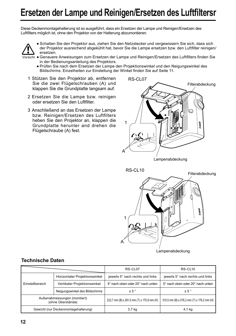 Technische daten | Canon RS-CL07 User Manual | Page 61 / 86