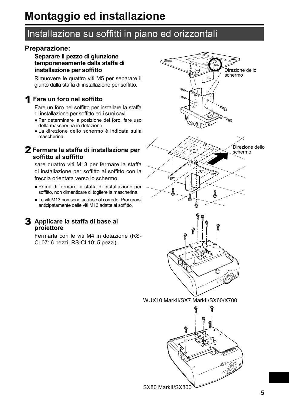 Montaggio ed installazione, Installazione su soffitti in piano ed orizzontali | Canon RS-CL07 User Manual | Page 66 / 86