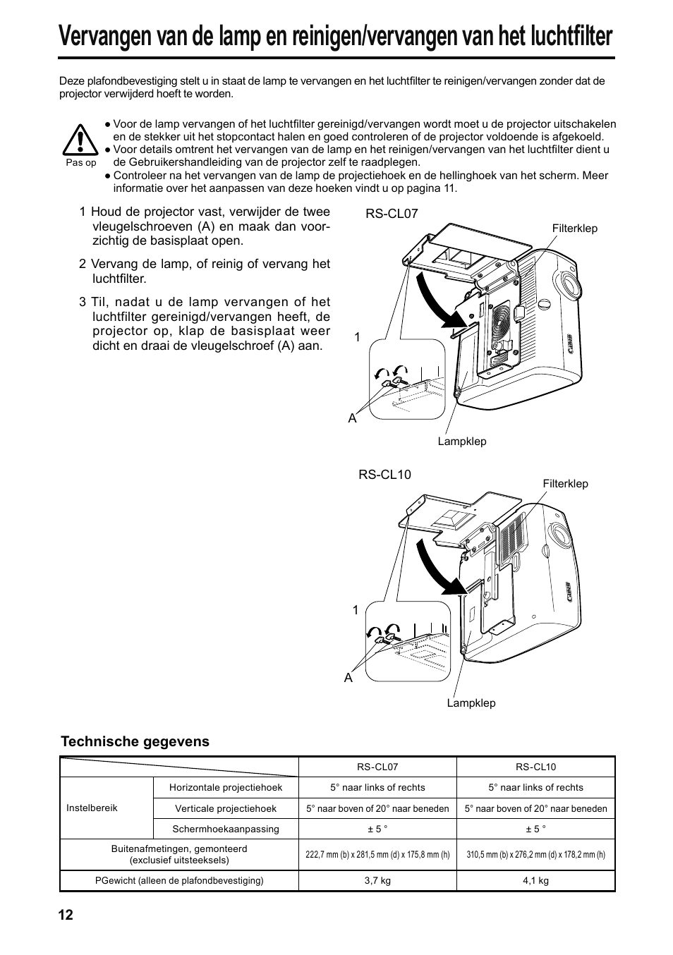 Technische gegevens | Canon RS-CL07 User Manual | Page 85 / 86