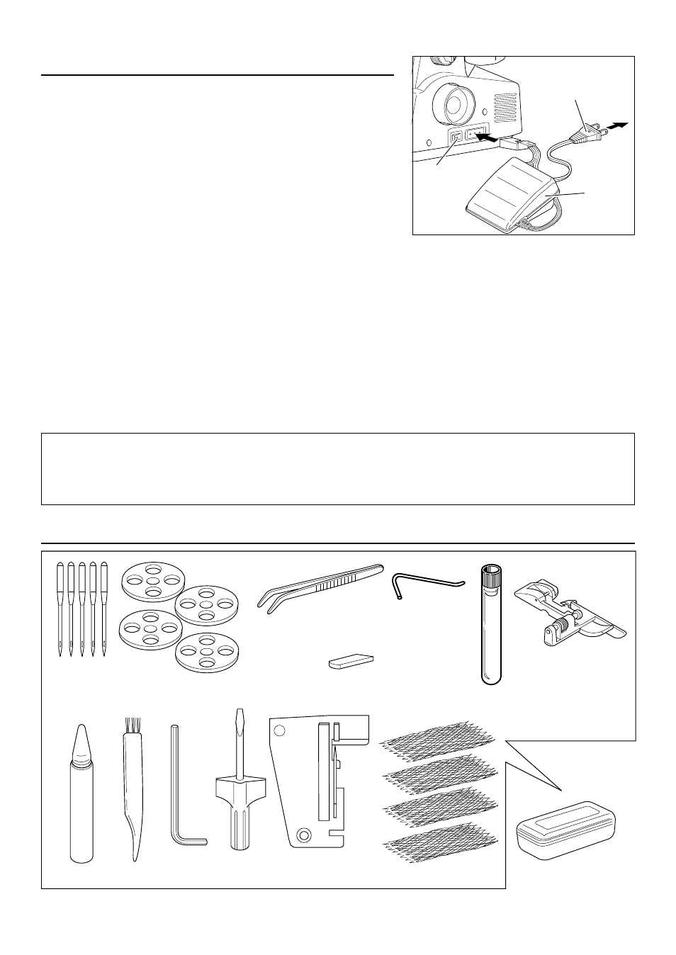 Electrical connection, Accessories | Baby Lock Lauren (BL450A) Instruction and Reference Guide User Manual | Page 6 / 28