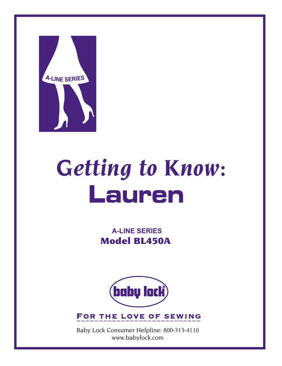 Baby Lock Lauren (BL450A) Let's Get Started Guide User Manual | 12 pages