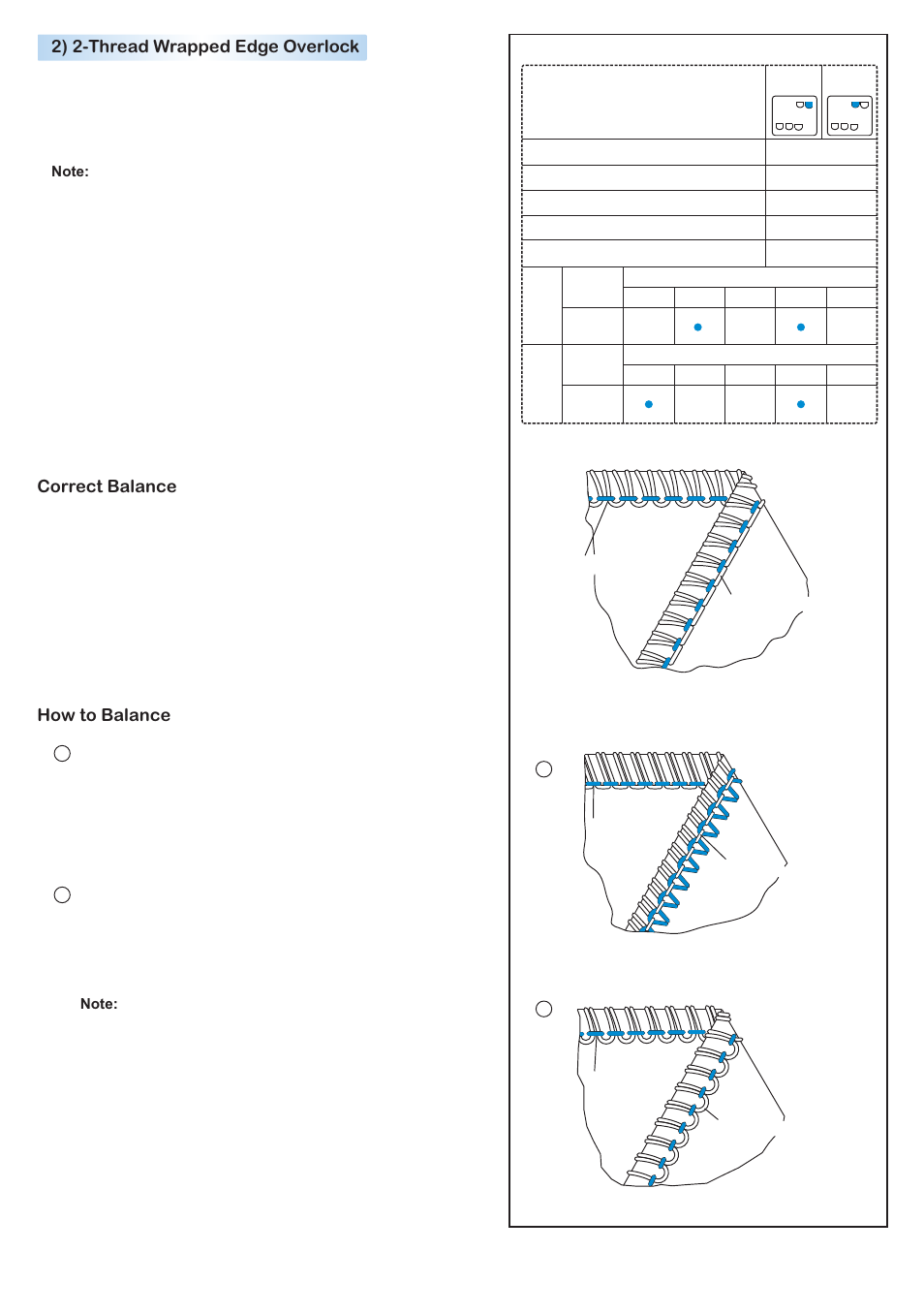 Correct balance how to balance, 2) 2-thread wrapped edge overlock | Baby Lock Diana (BL480A) Instruction and Reference Guide User Manual | Page 41 / 71