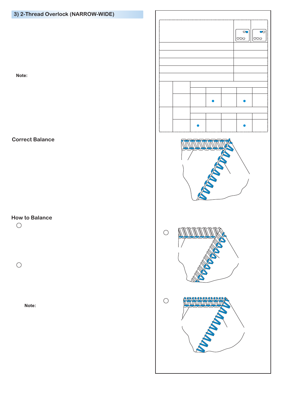 Correct balance 3) 2-thread overlock (narrow-wide), How to balance | Baby Lock Diana (BL480A) Instruction and Reference Guide User Manual | Page 42 / 71