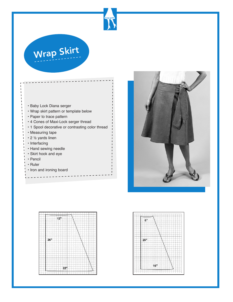 Wrap skirt, Instructions | Baby Lock Diana (BL480A) Getting to Know Guide User Manual | Page 29 / 32