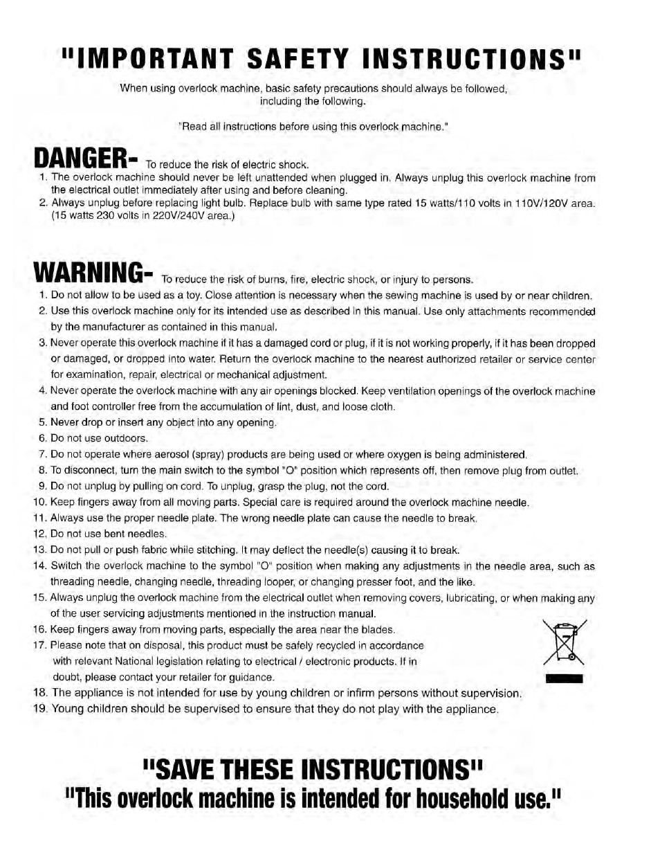 Baby Lock Eclipse DX (BLE1DX-2) Instruction and Reference Guide User Manual | Page 2 / 48