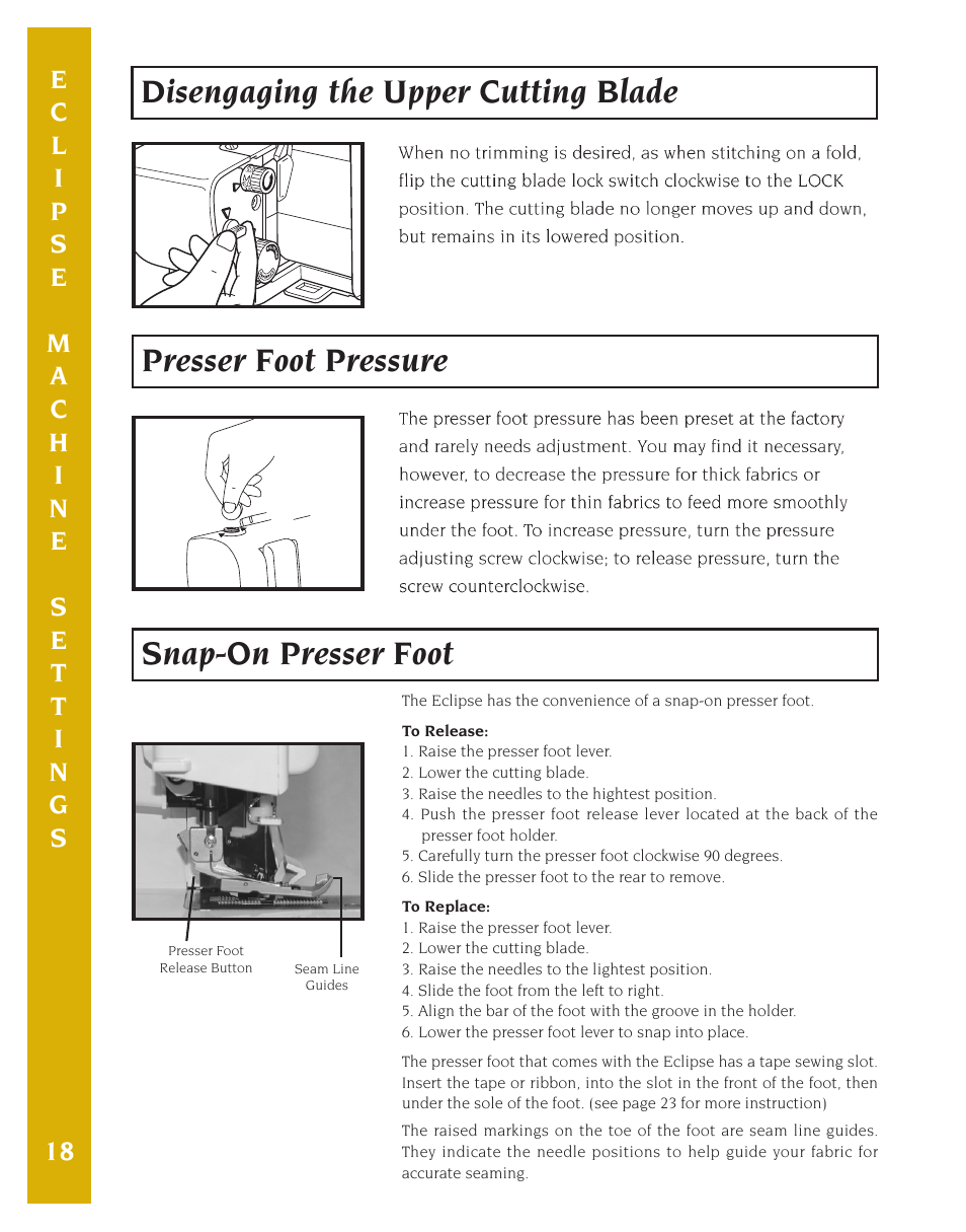 Baby Lock Eclipse DX (BLE1DX-2) Instruction and Reference Guide User Manual | Page 20 / 48