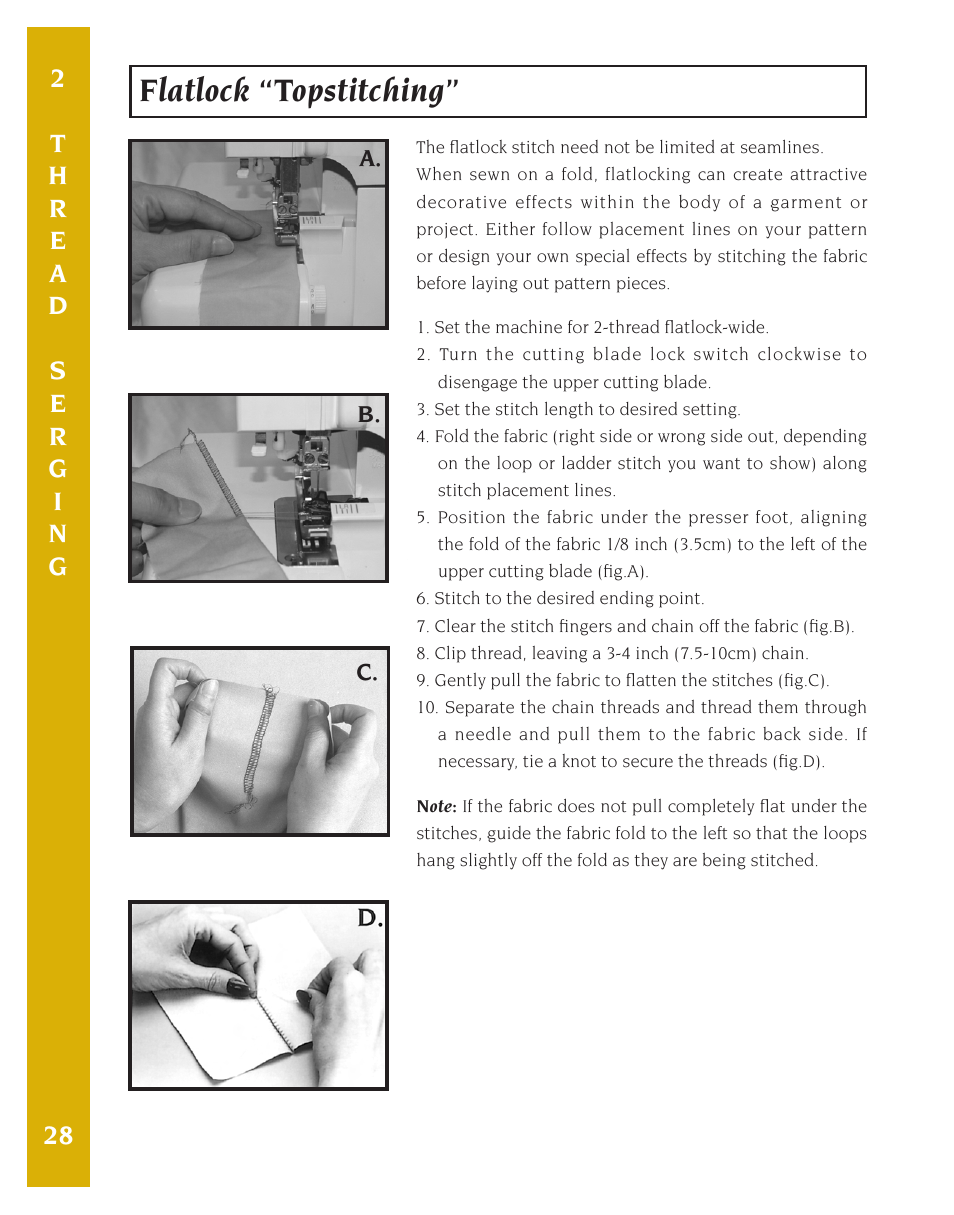 Flatlock “topstitching | Baby Lock Eclipse DX (BLE1DX-2) Instruction and Reference Guide User Manual | Page 30 / 48