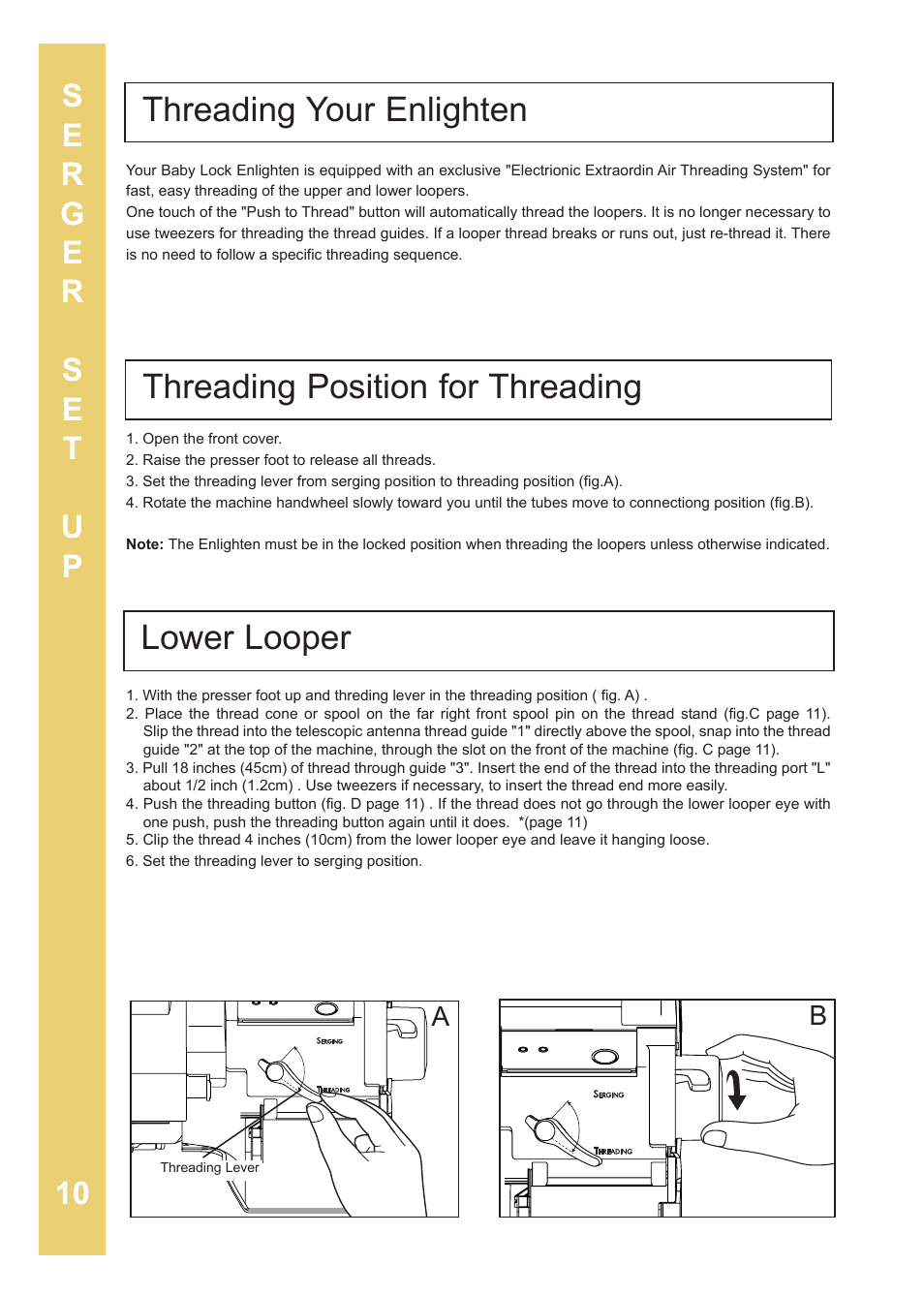 Baby Lock Enlighten (BLE3ATW-2) Instruction and Reference Guide User Manual | Page 12 / 56