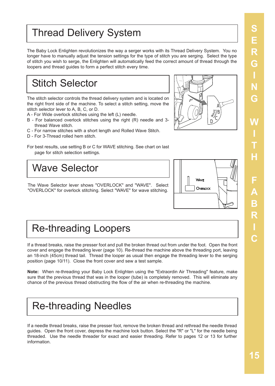 Baby Lock Enlighten (BLE3ATW-2) Instruction and Reference Guide User Manual | Page 17 / 56