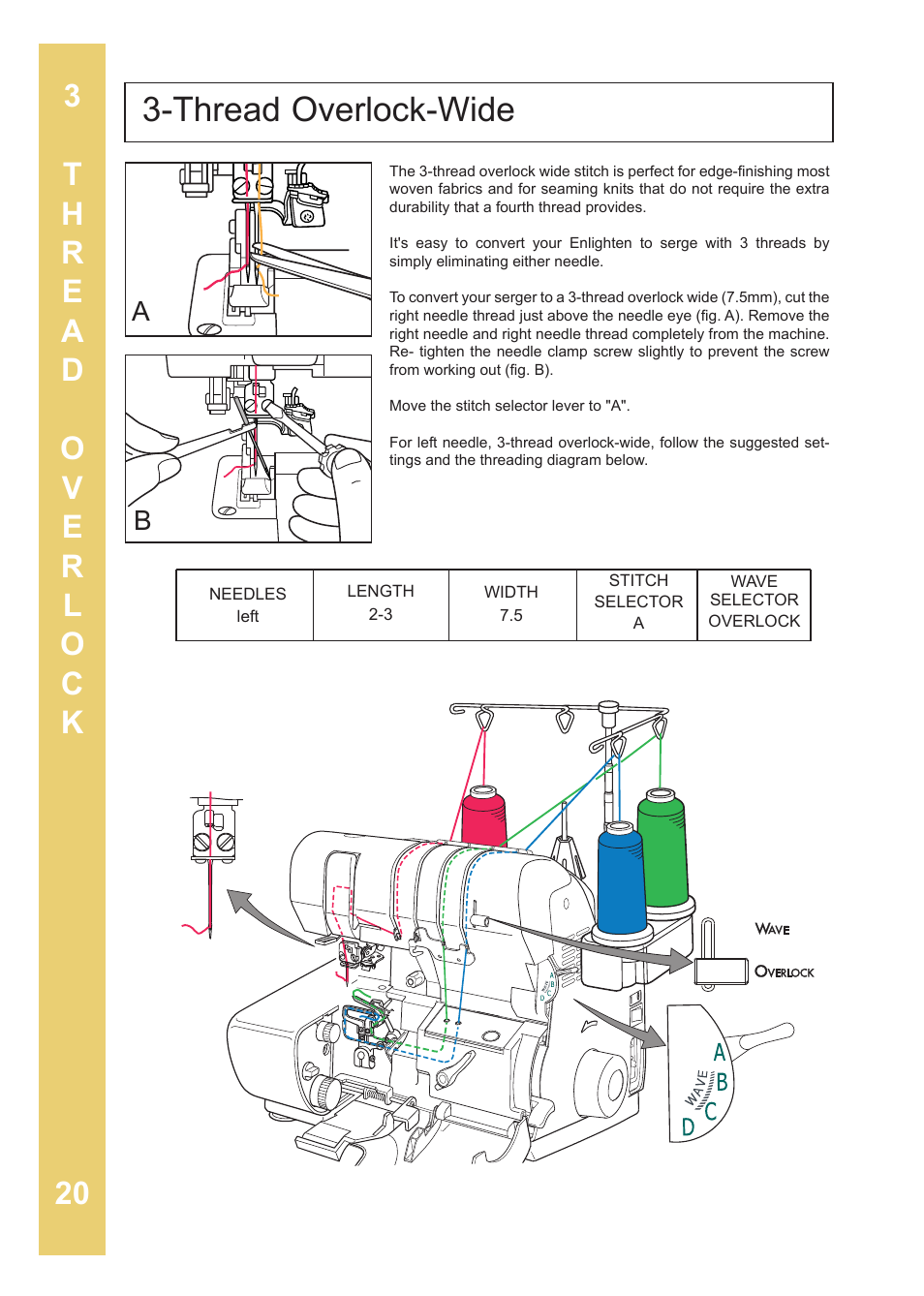 Thread overlock-wide | Baby Lock Enlighten (BLE3ATW-2) Instruction and Reference Guide User Manual | Page 22 / 56