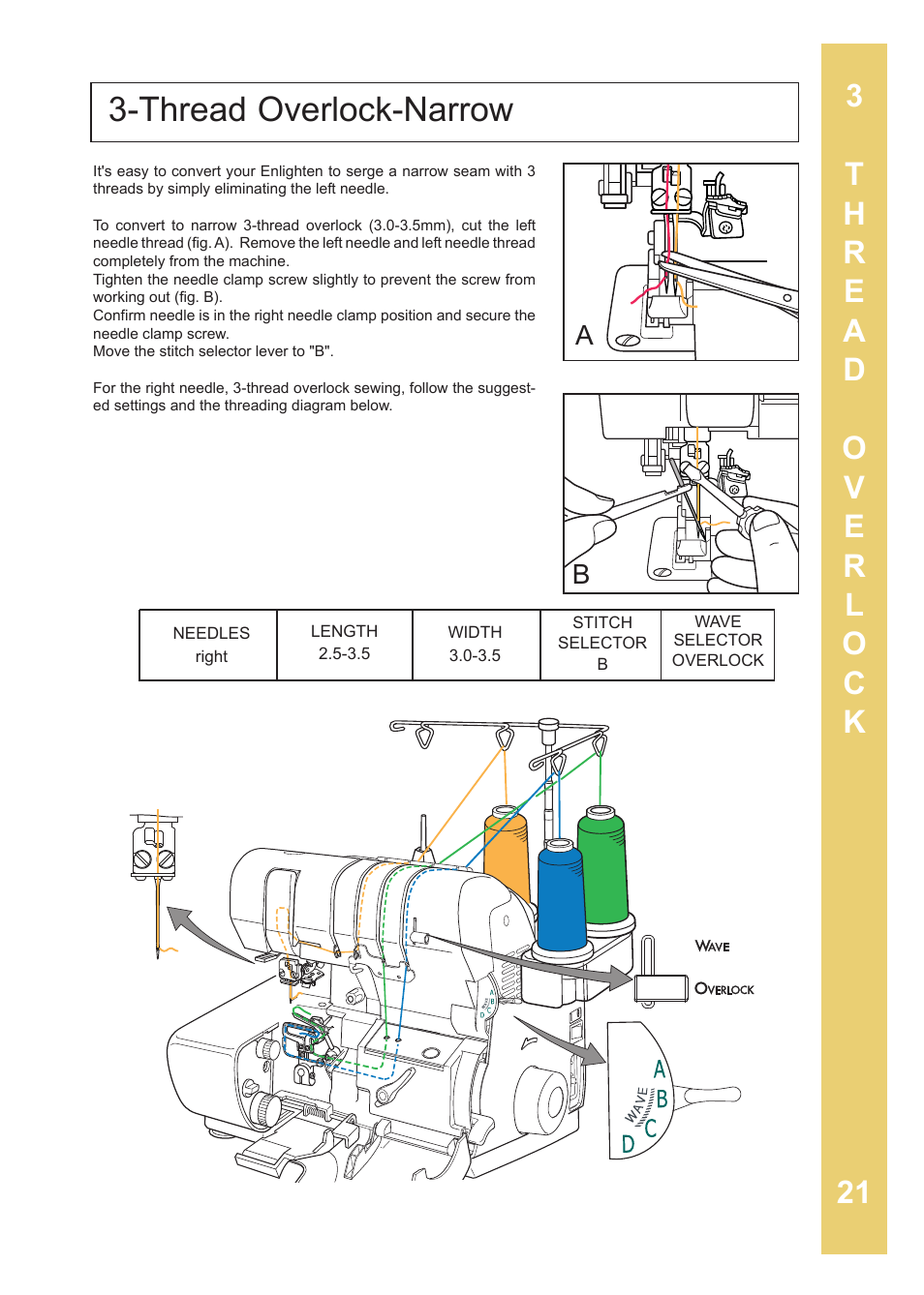 Thread overlock-narrow | Baby Lock Enlighten (BLE3ATW-2) Instruction and Reference Guide User Manual | Page 23 / 56