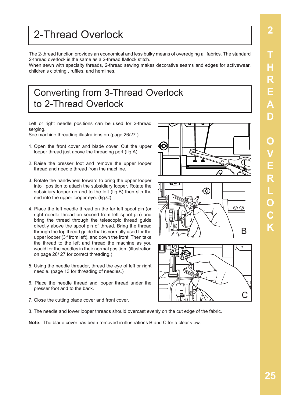 Thread overlock, Ab c | Baby Lock Enlighten (BLE3ATW-2) Instruction and Reference Guide User Manual | Page 27 / 56
