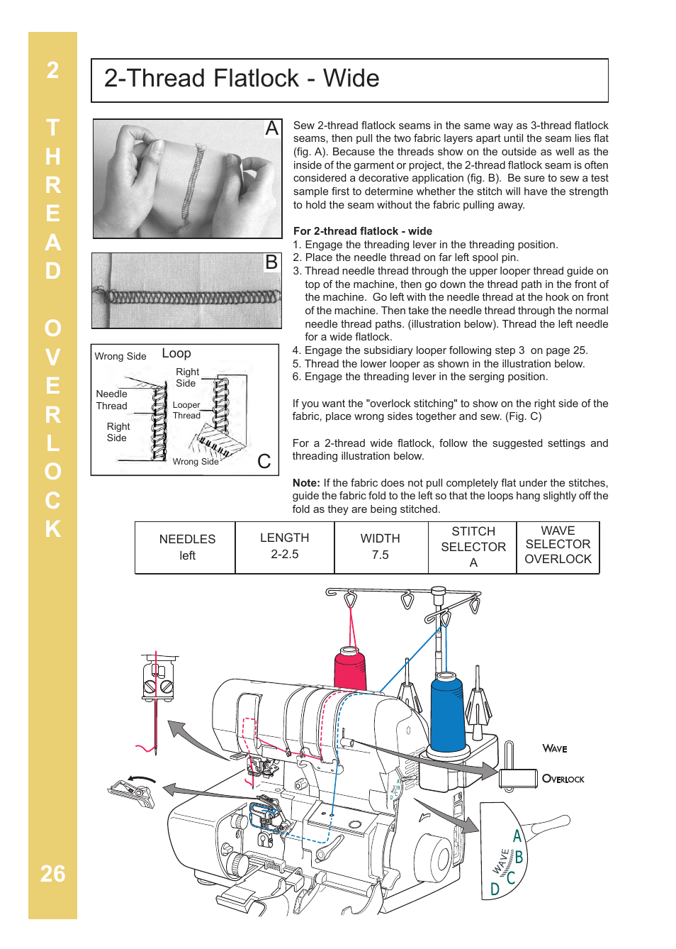 Thread flatlock - wide, Ba c | Baby Lock Enlighten (BLE3ATW-2) Instruction and Reference Guide User Manual | Page 28 / 56