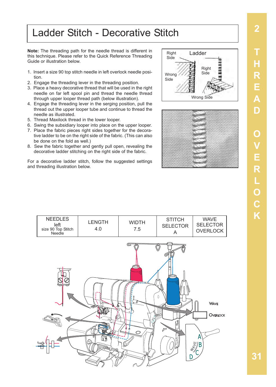 Ladder stitch - decorative stitch | Baby Lock Enlighten (BLE3ATW-2) Instruction and Reference Guide User Manual | Page 33 / 56