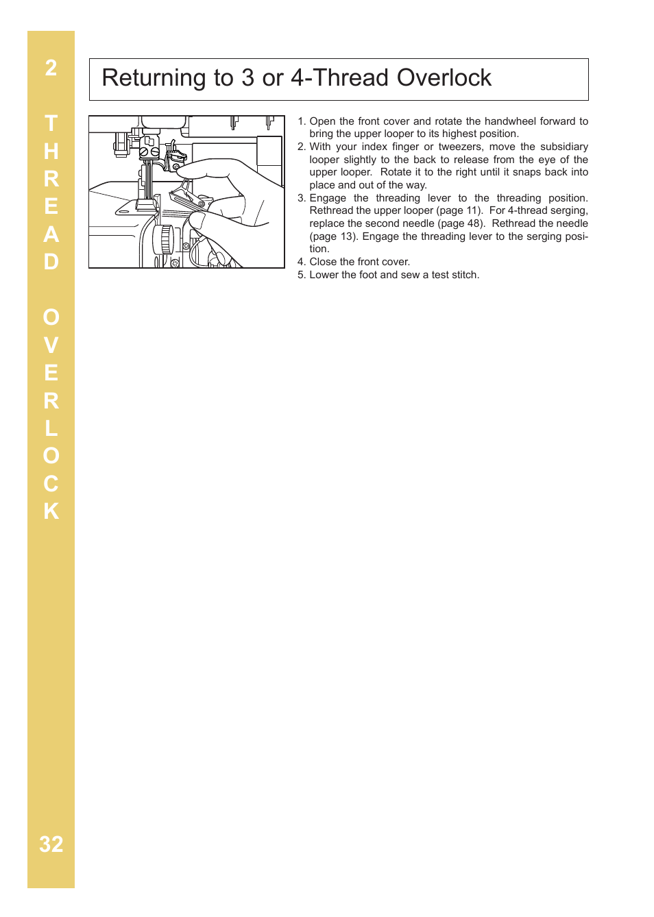 Returning to 3 or 4-thread overlock | Baby Lock Enlighten (BLE3ATW-2) Instruction and Reference Guide User Manual | Page 34 / 56