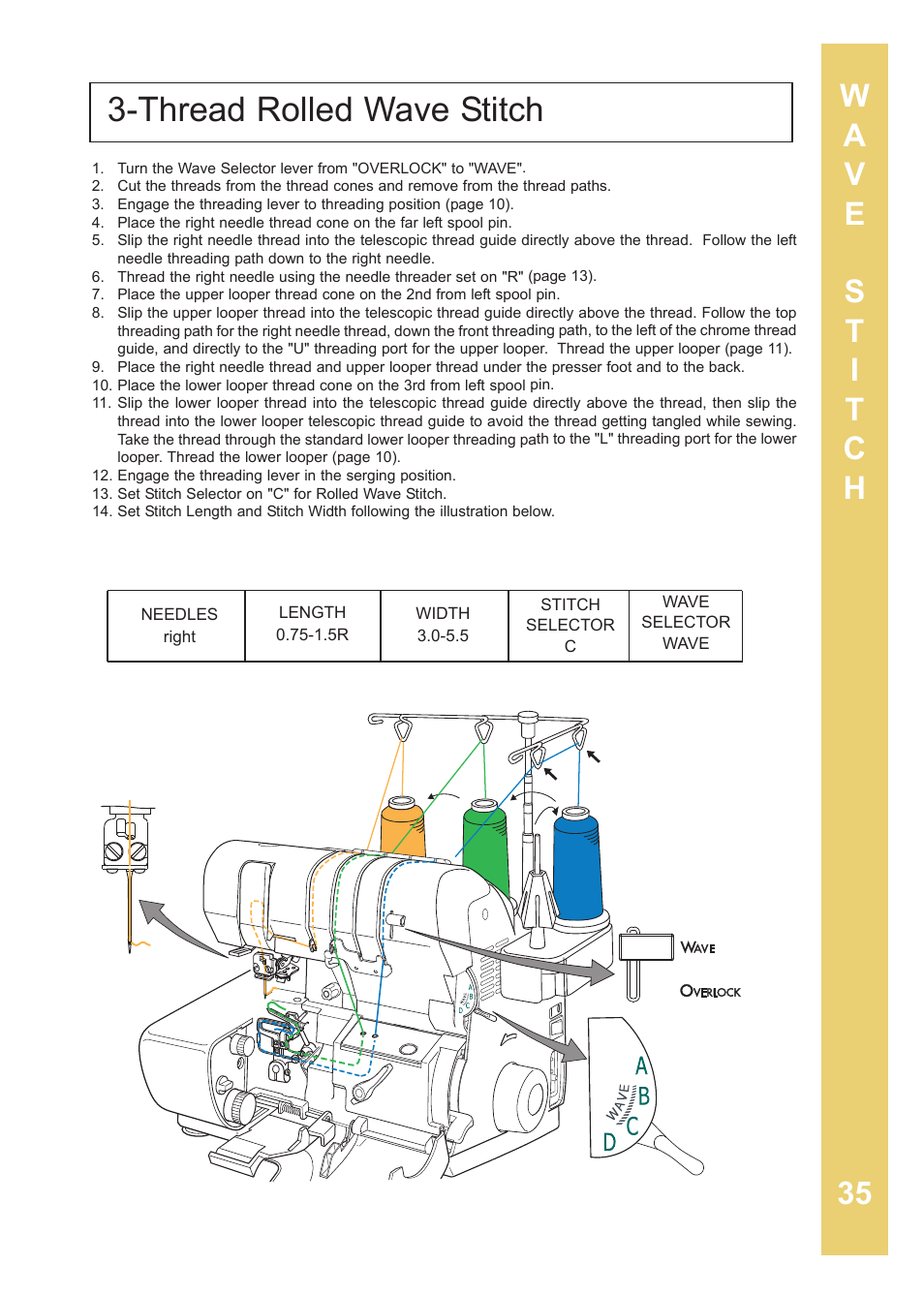 Thread rolled wave stitch | Baby Lock Enlighten (BLE3ATW-2) Instruction and Reference Guide User Manual | Page 37 / 56