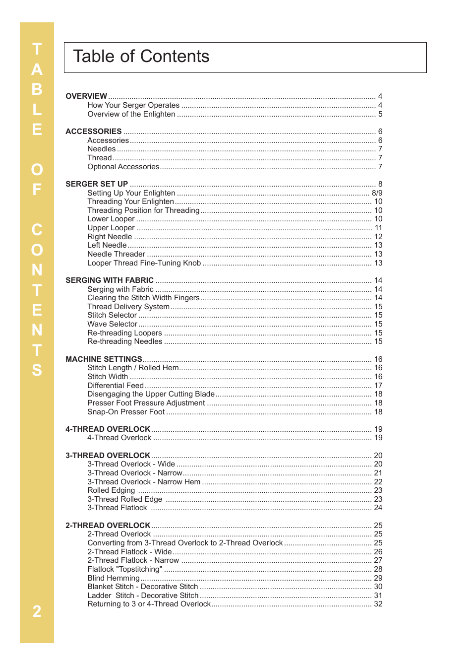Baby Lock Enlighten (BLE3ATW-2) Instruction and Reference Guide User Manual | Page 4 / 56