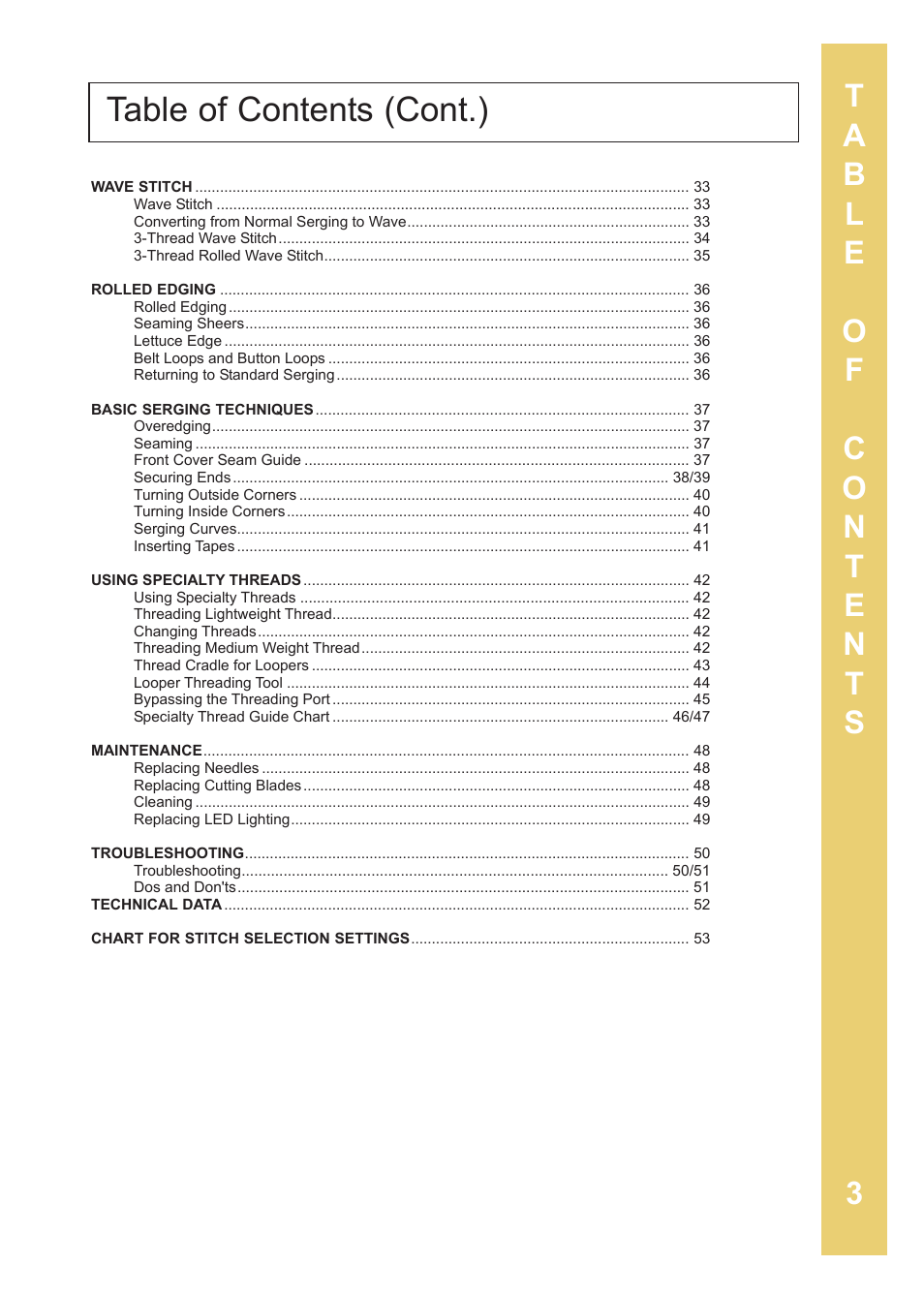 Table of contents (cont.) | Baby Lock Enlighten (BLE3ATW-2) Instruction and Reference Guide User Manual | Page 5 / 56