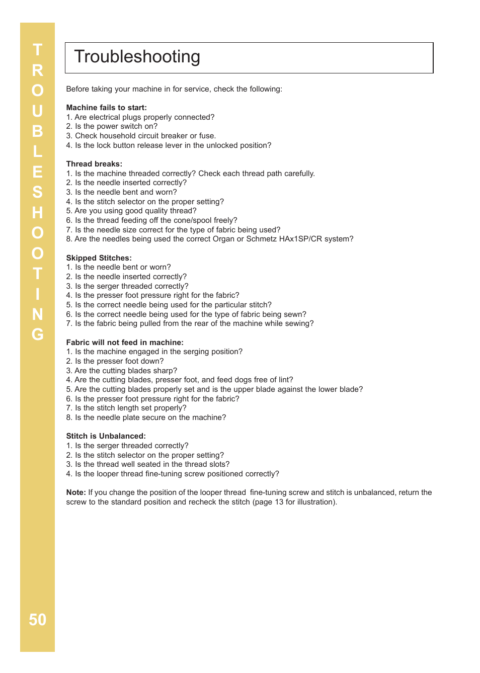 Troubleshooting | Baby Lock Enlighten (BLE3ATW-2) Instruction and Reference Guide User Manual | Page 52 / 56