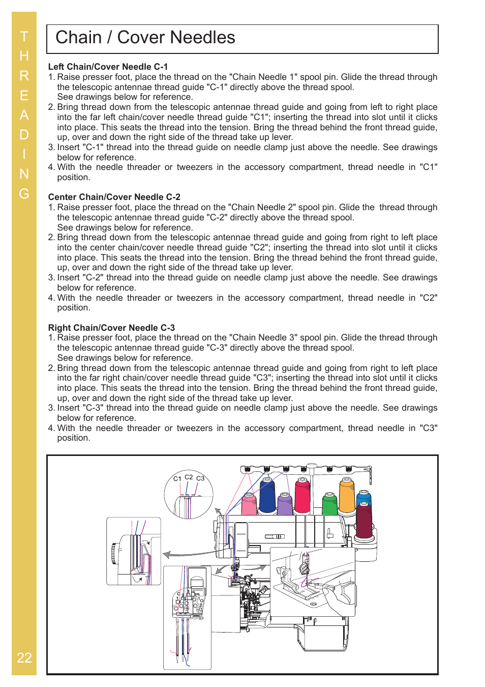 Chain / cover needles | Baby Lock Ovation (BLES8) Instruction and Reference Guide User Manual | Page 24 / 92