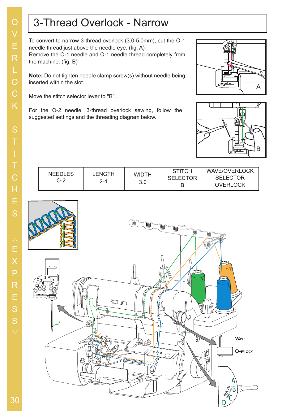 Thread overlock - narrow | Baby Lock Ovation (BLES8) Instruction and Reference Guide User Manual | Page 32 / 92