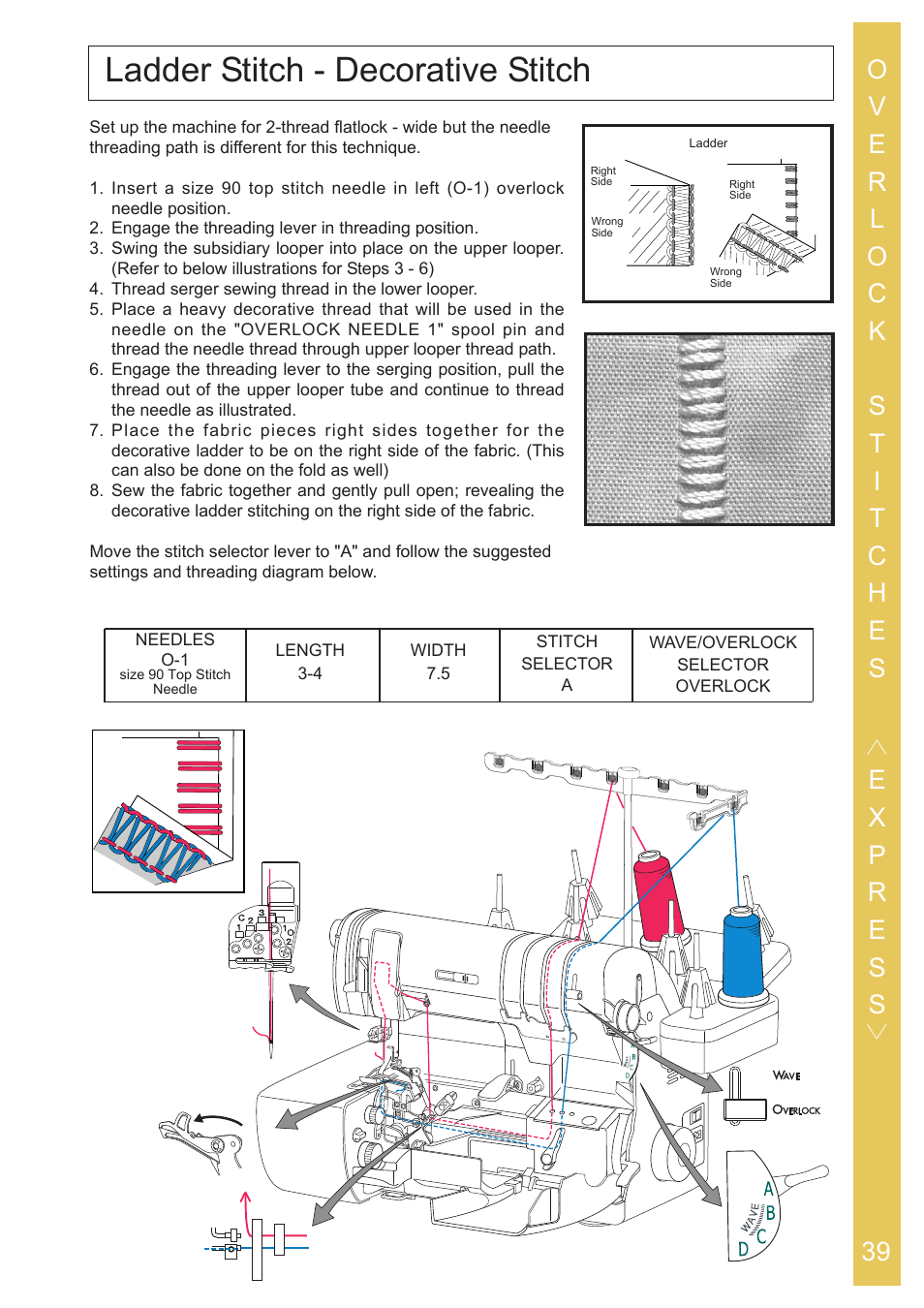 Ladder stitch - decorative stitch | Baby Lock Ovation (BLES8) Instruction and Reference Guide User Manual | Page 41 / 92