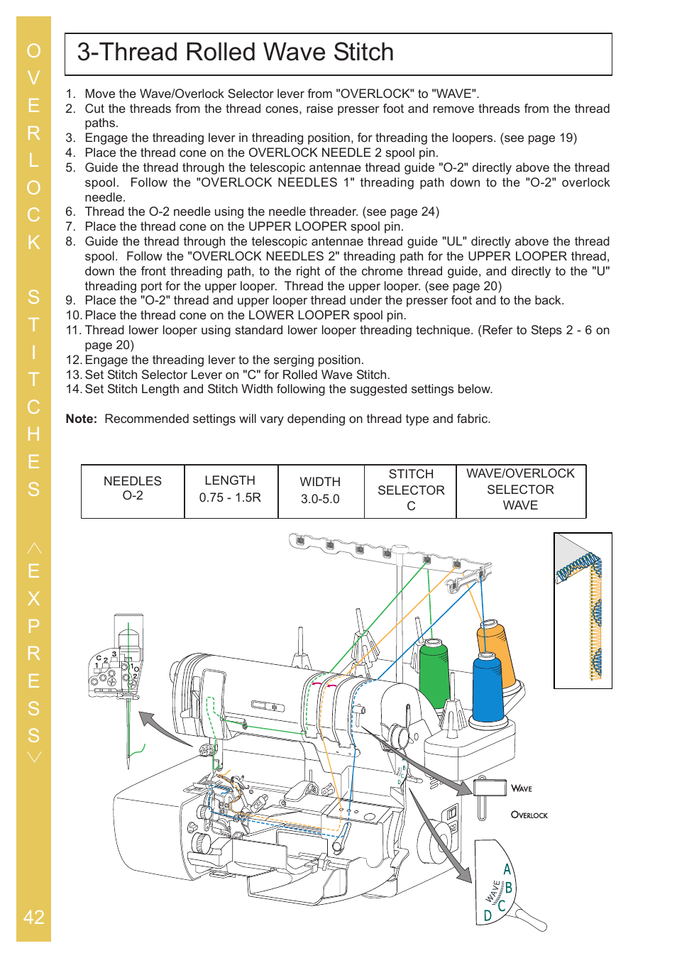 Thread rolled wave stitch | Baby Lock Ovation (BLES8) Instruction and Reference Guide User Manual | Page 44 / 92