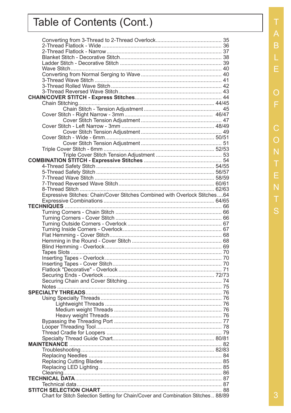 Table of contents (cont.) | Baby Lock Ovation (BLES8) Instruction and Reference Guide User Manual | Page 5 / 92