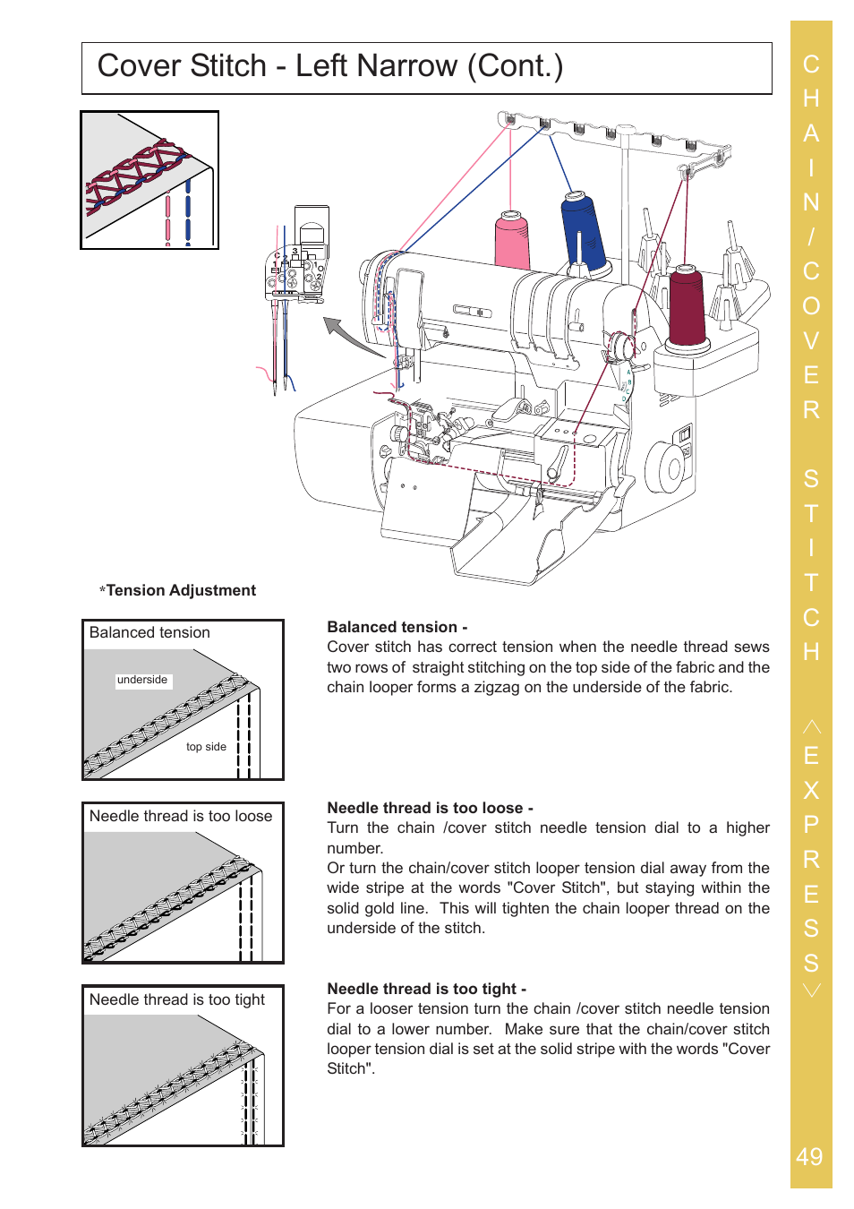 Cover stitch - left narrow (cont.) | Baby Lock Ovation (BLES8) Instruction and Reference Guide User Manual | Page 51 / 92