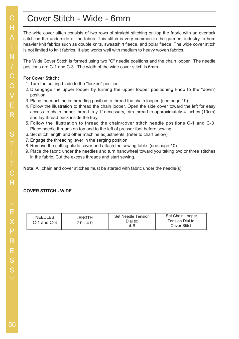 Cover stitch - wide - 6mm | Baby Lock Ovation (BLES8) Instruction and Reference Guide User Manual | Page 52 / 92
