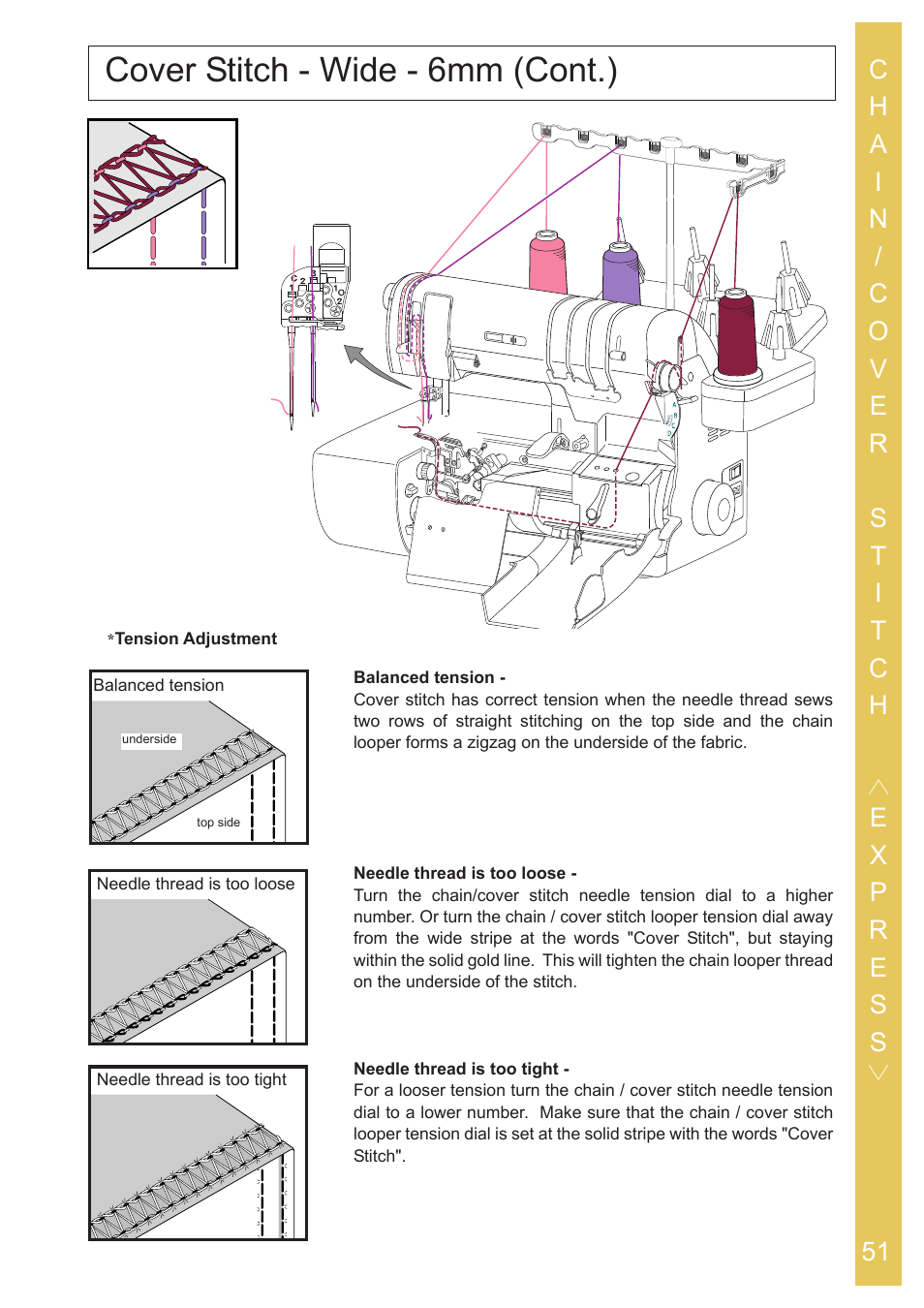 Cover stitch - wide - 6mm (cont.) | Baby Lock Ovation (BLES8) Instruction and Reference Guide User Manual | Page 53 / 92