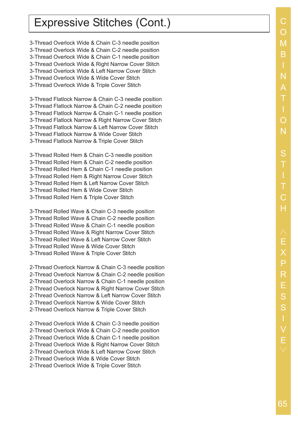 Expressive stitches (cont.) | Baby Lock Ovation (BLES8) Instruction and Reference Guide User Manual | Page 67 / 92