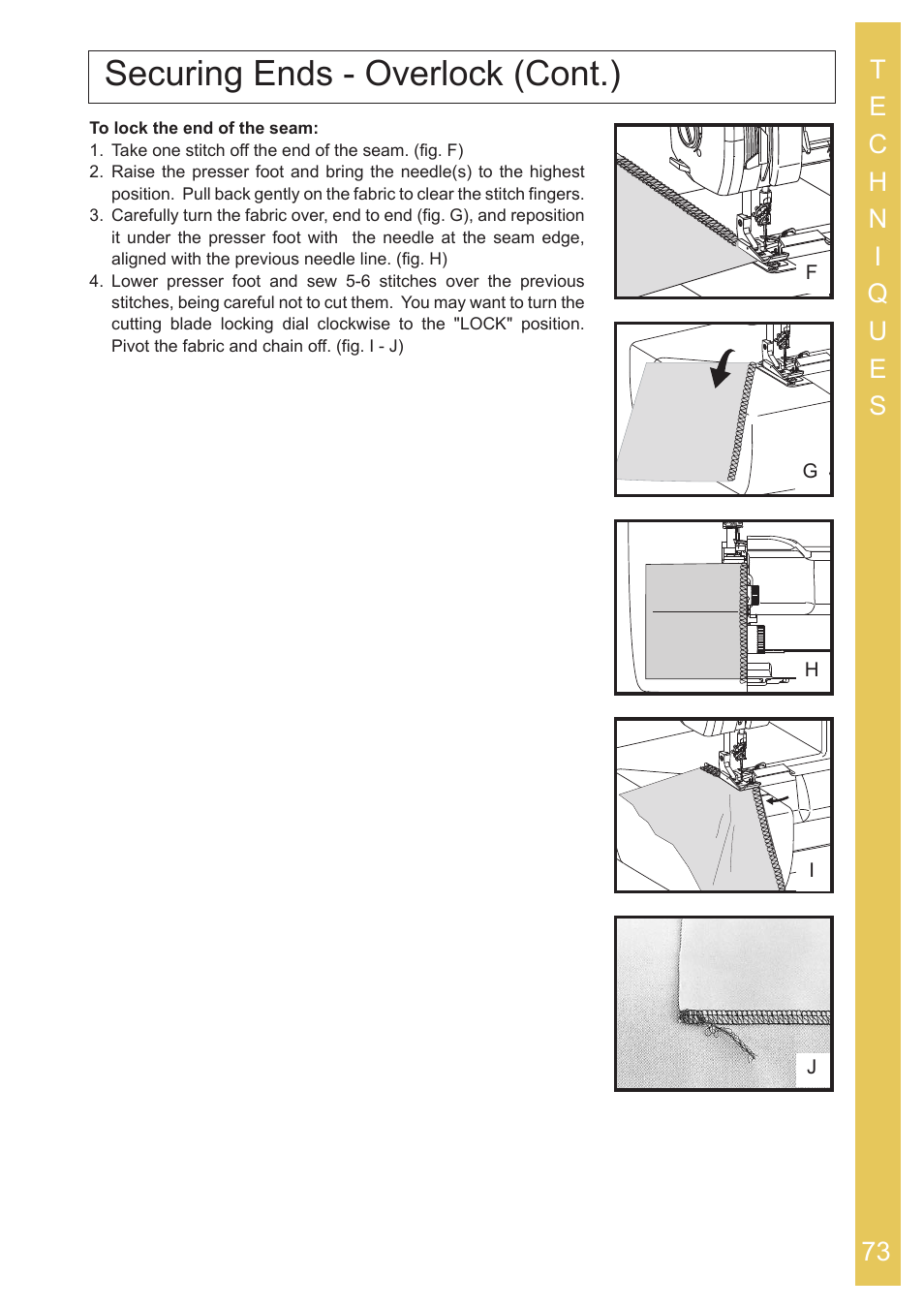 Securing ends - overlock (cont.) | Baby Lock Ovation (BLES8) Instruction and Reference Guide User Manual | Page 75 / 92