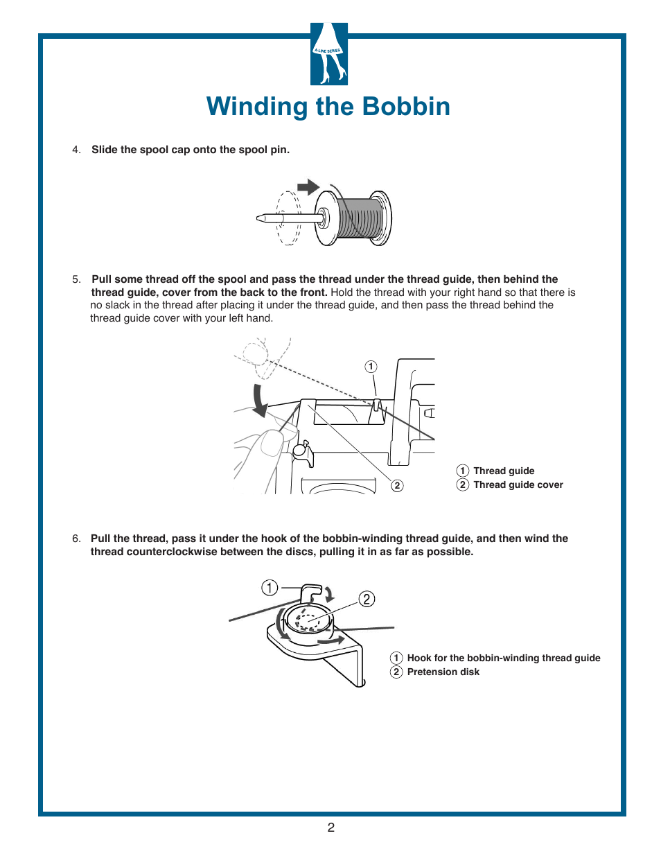Winding the bobbin | Baby Lock Grace (Previous Model) (BL40A) Quick Reference Guide User Manual | Page 4 / 20